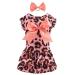 CuteBone Dog Velvet Dress Pink Leopard Puppy Skirt Costume Pet Outfit Cat Clothes with Bow Hair Rope Valentine's Day Gift DR23XXS XX-Small Pink Leopard