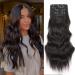 Yddm hair extensions clip in extensions natural black wavy hair extension full of head like real hair hair extreme clips cheap clip extensions synthetic hair part for women (24 -inch 4pcs) 24 inch b (2#)