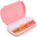 Portable Travel Pill Organizer Mooyue Compact Daily Pill Box Organizer Vitamin Travel Case for Pocket Travel Pill Cases with Sticky Labels Stylish Pill Organizer Travel Case (Pink)