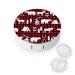 Buffalo Plaid Woodland Christmas Winter Round Contact Lens Case Print Portable Contact Lens Box Kit with Mirror Cute