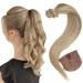 Easyouth Wrap Around Ponytail Hair Extensions Human Hair Highlight Blonde Clip in Ponytail Extensions Remy Real Hair 16 Inch 80g Ponytail Human Hair Blonde 40 cm/16" 4-Pony #16P22(#16P24)