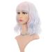 Faelbaty Mix Pink Short Wave Bob Wigen with pony curly wave synthetic cosplay wig for girls shoulder -length wig for women costume wigs candy colors (12 "mixed blue pink)