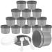 FoldTier 30 Set Gray PP plastic Refillable Cosmetic Cream Jars with Lids and Spoons 3.4oz/100ml Leakproof Travel Containers for Lotion Face Makeup Beauty Products