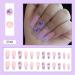 Medium Length Square Coffin Nude Fake Nails with Purple Butterfly 3D Rhinestones - 24Pcs - Buy Online on GoSupps.com