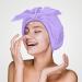 Adjustable Bow-knot Shower Cap Set | Reusable Waterproof Hair Turbans | Cyan Purple Bath Caps for Women & Girls | Ideal for Beauty, Spa, and Travel - Buy Online on GoSupps.com