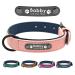 Didog dog collar soft padded leather with personalizable engraved name tag D-ring.Suitable for small and medium -sized dogs.S: 25-30 cm pink (custom)