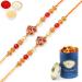 Ghasitaram Gifts Rakhis Online for Brother- Set of 2-6037 Rakhi Thread with 100 GMS of Dryfruits Mix Can 2 Rakhi with 100 gms of Dryfruits Mix Can
