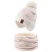 XIAOHAWANG Knitted Baby Hat Winter Warm Boys Girls Beanie Fleece Lining Toddler Kids Hat with Pompom 9-24 Months White Hat+Scarf