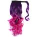Colorful Ombre 2 Tone Cosplay Ponytail Hair Extension Body Wavy Fake One Piece Clip in Warp Around Pony Tail (Purple/Rose) - Buy Online on GoSupps.com