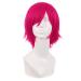 MapofBeauty 12 inch/30 cm Side Bangs Short Straight Fiber Cosplay Wig (Hot Pink)