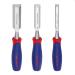 WORKPRO 3-piece Wood Chisel Set  Cr-V Construction  Bi-Material Soft Grip with Hammer End for Woodworking  Carving