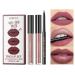 3Pcs Rose Matte Liquid Lipstick  Lip Liner  Lip Gloss Trio Lip Set - One Step Lips Makeup Kits Waterproof Long-Lasting Moisturizing Velvety Nude Lip Stain Make Up Gift Set (1)