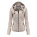 Hehiy femme veste en simili cuir d contract style motard pu biker blouse en col montant winter jacket women leather winter leather jacket women black long vintage leather jacket women oversized S - 5xl s beige