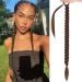 Leeven 34 Inch Ponytail Wrap Around Hair Extensions Synthetic Slick Ponytail Hair Pieces Natural Chocolate Blonde Ponytail Hair Extensions 8# 34 Inch (Pack of 1) 8# /Chocolate Brown