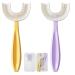 Kids’ U Shaped Toothbrush Ages 6 to 12 - Two Premium Soft Toothbrushes Come with Travel Case & - Sensory Toothbrush - Round Silicone Toothbrush Head Makes Brushing Fun & Easy - 1 Purple, 1 Yellow 6-12 Ages (Kid)