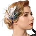 GENBREE 1920s Feather Headpiece Gatsby Flapper Headpieces Peacock Feather Hair Clip Feather Headband Rhinestone Cocktail Head Accessories for Women