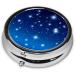 Buy Blue Star Pattern Portable Metal Pill Box - Round Mini 3-Compartment Travel Case with Hinged Design for Small Pills - Buy Online on GoSupps.com