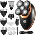 Head Shavers for Bald Men Electric Shaver for Men Beard Hair Trimmer Electric Razor 5D Floating Five Blade Heads Electric Nose Hair Trimmer LCD Display (Color : Golden)