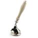Premium razor & holder combination ivory color three -cante cartridge handle with 1 pre -assembled cartridge included & chrome -plated German stainless steel stand