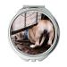YENDOSTEEN Mirror makeup mirror Dog Puppy Ca-De-Bou Autumn Leaves Branch Sorrow pocket mirror portable mirror