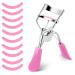 Lash Curler No Pinching or Pulling Long Lasting Eyelash Curler Fit All Eye Shapes Professional Makeup Tool for Eyelashes with 10 Pieces Silicone Refill Pads (Pink)