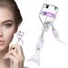 Wyttuubv Small Eyelash Curler Precision Fish Tail Shape Lash Curler with Comb Teeth Portable Makeup Supplies Beautiful Ergonomic Eyelash Tools for Eye-Opening Lifted Lashes A4 Chrome Plated With Purple Comb Purple Mermaid