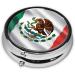 Mexican Flag Portable Metal Pill Box - Round Mini 3-Compartment for Travel | Hinged Design for Small Pills - Buy Online on GoSupps.com
