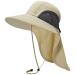 Bassdash Unisex Sonnenhut Upf 50+ fishing water -repellent wide cremal with large neck protection ponytail men women unit size cream