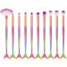 Make-up brush set 10 pieces fish tail-eyes-up-up brushes eyeshadow concealer eyeliner eyebrows mixed brushes multi-colored with mermaid handle