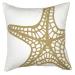 DECOPOW Embroidered Nautical Decor Pillow Cover Square 18 Inches Decorative Canvas Pillow Cover for Nautical Style Deco by (Wheat-Starfish)