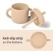 Silicone Sippy Trainer Straw Cup with Handles & Lid, BPA Free, Unbreakable 6.7oz - Beige - Buy Online on GoSupps.com