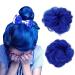 iLUU Hair Extension Curly Up Do Blue Color Synthetic Hair Messy Bun Extensions Wavy Elastic Chignon Bun Hairpieces Hair Extensions for Women Girl Cosplay #2517 2pcs/package #2517-dark blue