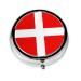 Denmark Danish Flag Portable Metal Pill Box Round Mini 3-Compartment Plastic Insert hinged Fastening Design Suitable for Small Pills Must-Have for Travel
