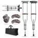 GagalU Folding Underarm Adult Crutches 24 Height Adjustable Portable Medical Crutches Lightweight Aluminum Alloy Suitable for Height 140-200Cm