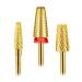 Depvko 3-part nail drill set 5-in-1 drill for nails 3/32 inches conical shaft and cone-shaped hard metal nail drill for acrylic or gel remover (gold)