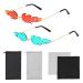 Tagace 2 pieces of flame sunglasses 2 pieces of glasses pockets 2 pieces of brillery retro-punk style wave flame shape suitable for trips beach hiking outdoor activities