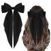 Hair Bow Clip Big Hair Bow Hairpin French Barrette Hair Clips with Long Silky Satin Long Silky Satin for Women Girls (Black)