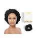 ENOR BEAUTY Women's Night Silk Cap - Protects Hair Fibre - Natural Care for Dry and Brittle Hair - Charlotte Sleep Scarf - All Types of Afro Hollowy Hair - Night Silk Sleeping Cap (Black)