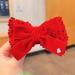 Women Hair Barrette Double-layeded Bow Faux Pearl Bell Star Decor Red Festive New Year Christmas Style Anti-slip Hair Decoration G - Buy Online on GoSupps.com