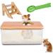 Homury Transparent Sand Bathroom For Hamster Hamster Hamster Sandbadbox with ladder & natural wood cover & shovel sand bath container for hamsters pet hamster bathroom for hamsters (square)