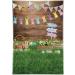 ZTHMOE 5x7ft Durable Fabric Spring Easter Photography Backdrop Rabbit Eggs Wooden Wall Flowers Grass Background Bunny Flag Portrait Photo Booth Props 5'x7' Brown 1