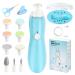 Vicloon Baby Nail File 11 in 1 Electric Nail Trimmer Clippers Manicure Set LED Light Whisper Quiet Design Baby Nail Trimmer Clippers Kit with 9 Grinding Heads &1 Nail Cutter for Newborn or Women Blue
