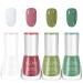 Green Nail Polish Nail Varnish - Quick Dry & Long Lasting Matcha Green Nail Varnish - Non-Toxic Water Based Holographic Nail Polish - Glossy Chip Resistant for DIY Nail Art at Home Salon (4PCS Green)