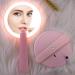 Laokiiy Handheld Mirror with Lights  LED Compact Mirror with Swivel Folding Handle Charged Via USB Port  Foldable Compact Rechargeable Round Mirror for Trave Office Outdoor Lighted Makeup Mirror+pink