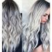 23 Natural Full Wigs Hair Long Wavy Wig Synthetic Heat Resistant (Ombre Silver)
