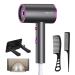 Pretfy Travel Hairdryers 2000W Lightweight Hair Dryer for Women Professional Ionic Blow Dryer with 2 Speeds 3 Heating and Cool Button Portable Hairdryer Fast Drying with Concentrator Holder Comb Grey