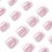 Justotry 24 Pcs Milky White French Short False Nails - Trendy Nude Squoval Fake Nails with Glue - Women's Nail Art - Buy Online on GoSupps.com