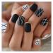 Zhi Zhi Short Round Black and White Lines Fake Nails - Professional Nail Art for Stylish Office Ladies (Color L5745) - Buy Online on GoSupps.com