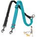 SlowTon Double Dog Leash Coupler No Tangle 360 Swivel Dual Leashes for Walking 2 Dogs Adjustable Length Reflective Splitter Leash for Training Small Dogs (Black&Teal) For Small Dogs C-black&teal