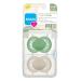 MAM Original Pure Pacifier | Natural Rubber | Sustainable Materials | Sterilizer Case | Unisex 6-16 Months | 2-Pack Green Tea/White - Buy Online on GoSupps.com